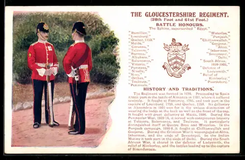 Künstler-AK The Gloucestershire Regiment, Britische Soldaten in Uniform