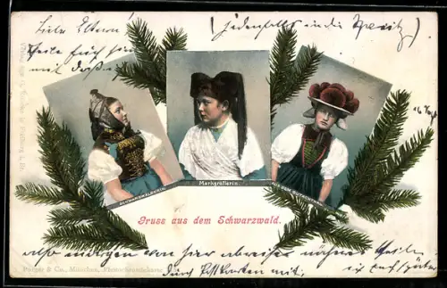AK Schwarzwald, Schwarzwälder Tracht, Schwarzwälderin, Markgräflerin, Frau aus dem Gutachthal