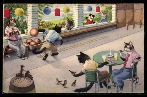 AK Kater beim Kegeln