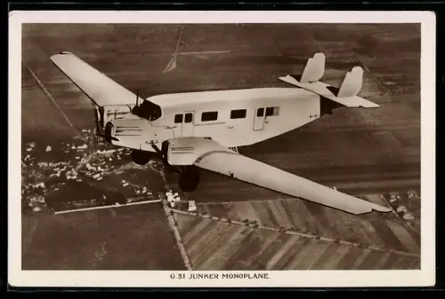 AK Flugzeug Junkers G-31 Tiefdecker im Fluge
