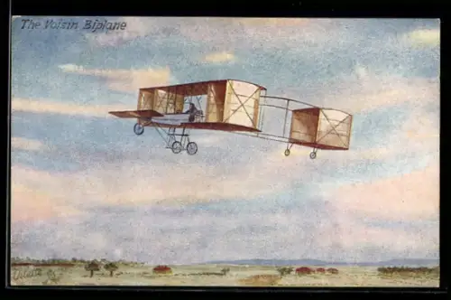 AK The Voisin Biplane, Flugzeug