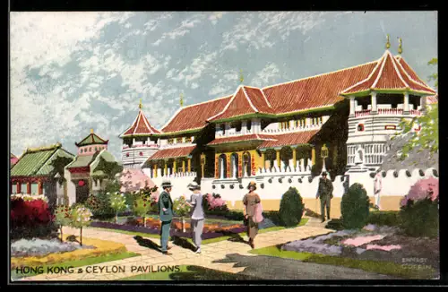Künstler-AK London, British Empire Exhibition 1924, Hong Kong & Ceylon Pavilions, Ausstellung