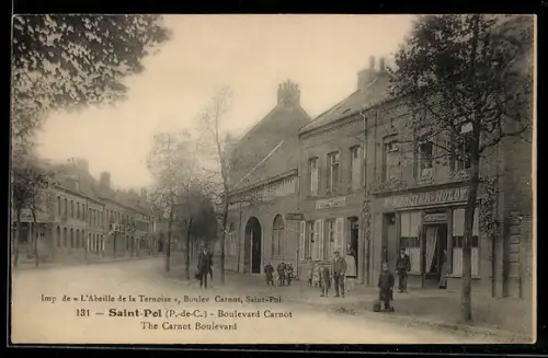 AK Saint-Pol /P.-de-C., Boulevard Carnot, Magasin Mercier-Hulot