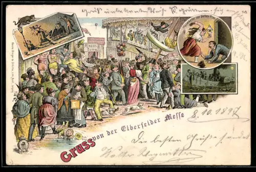 Lithographie Trubel auf dem Volksfest, Heimkehr zur lieben Frau