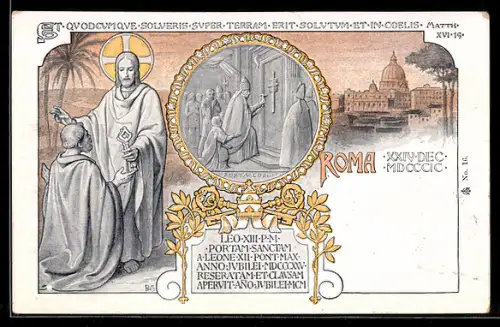 AK Roma, Papst Leo XIII. & Petersdom