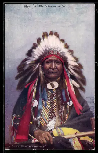 Künstler-AK Indianer-Häuptling Black Chicken