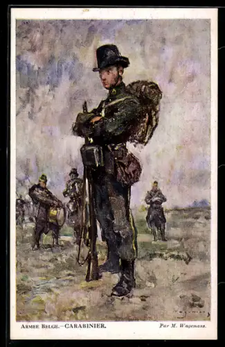 AK Carabinier, belgischer Infanterist in Uniform mit Gewehr und Ausrüstung