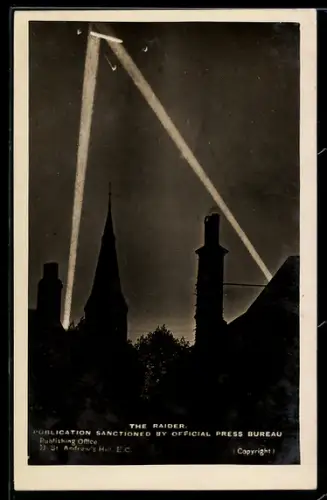 AK Zeppelin Raider in der Luft bei Nacht