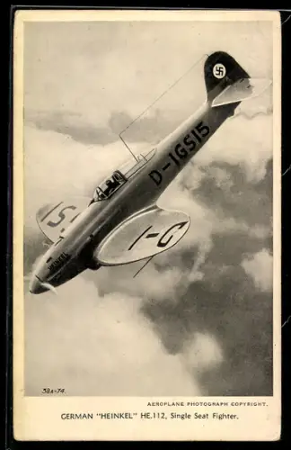 AK Kampfflugzeug Heinkel He 112 der Luftwaffe im Sturzflug, 