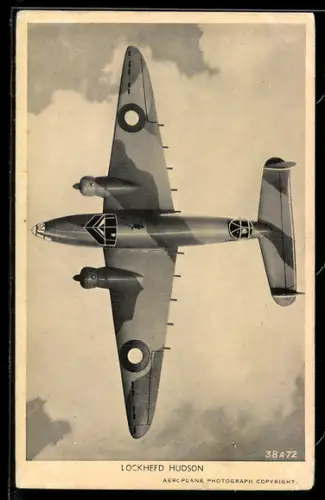 AK Flugzeug Lockheed Hudson, Bomber mit Heckgeschütz