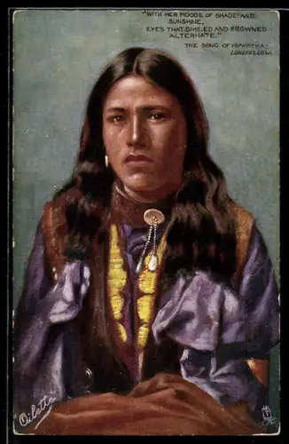 AK The Song of Hiawatha - Longfellow, With her Moods of shade and sunshine..., First Nation