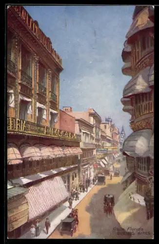 Künstler-AK Buenos Aires, Passanten auf der Strasse