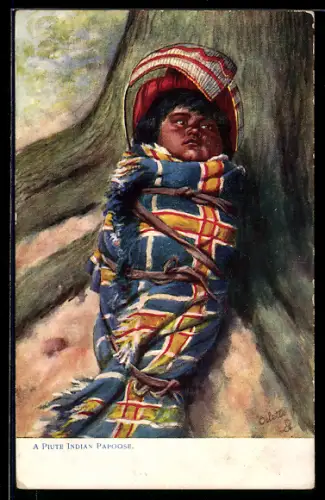 AK Native Arizonians, Piute Indian Papoose, Kleinkind aus Arizona in Trage