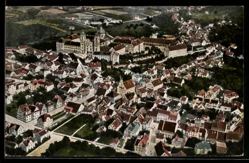 AK Weingarten, Zeppelin-Aufnahme des Ortes