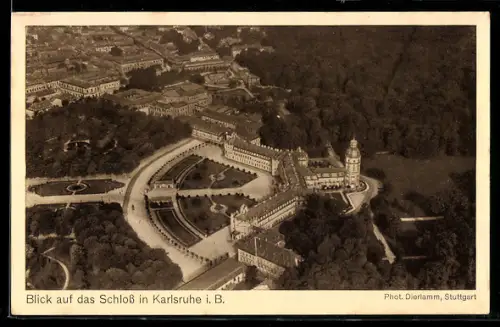 AK Karlsruhe i. B., Schloss, Blick aus dem Zeppelin-Luftschiff