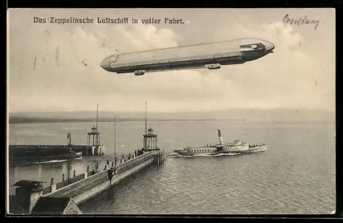 AK Luftschiff Zeppelin in voller Fahrt
