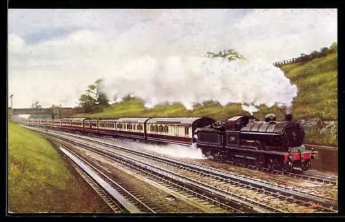 AK North Wales and Lake District Dining Car Express at Bushey Troughs, Locomotive Middlesex, LNWR