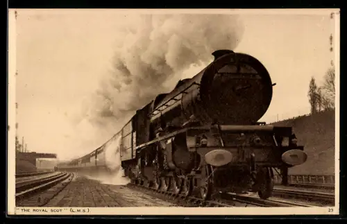 AK englische Eisenbahn The Royal Scot, LMS