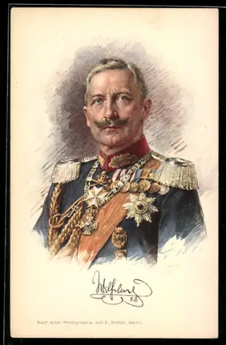 AK Portrait Kaiser Wilhelm II., Rotes Kreuz