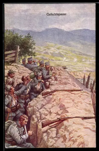 AK Rotes Kreuz Nr. 190, Gefechtspause, Schützengraben