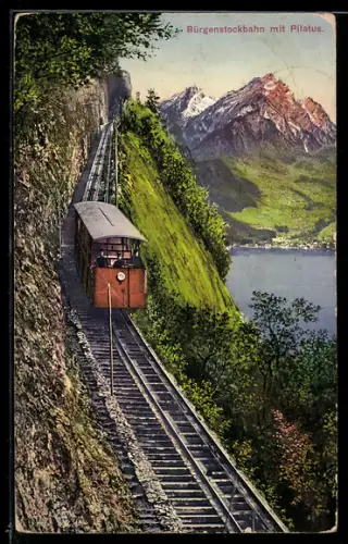 AK Bürgenstockbahn mit Pilatus