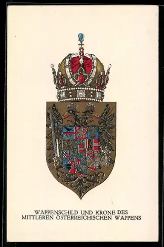 AK Nr.286: Wappenschild und Krone des mittleren österreichischen Wappens, Rotes Kreuz