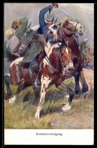 Künstler-AK Rotes Kreuz Nr. 194: Schlachtszene mit Kosakenverfolgung