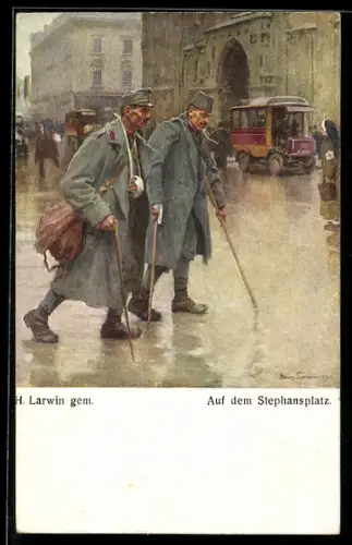 AK Rotes Kreuz Nr. 270: Auf dem Staphansplatz, zwei Verletzte