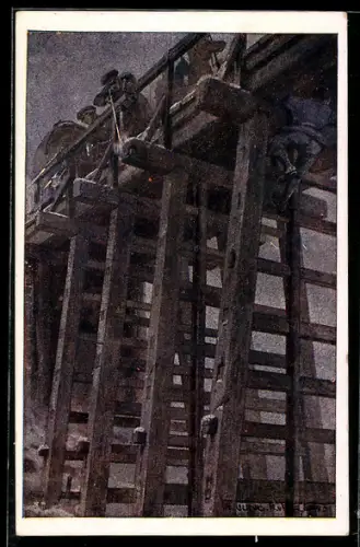 AK Rotes Kreuz Nr. 579: Leutnant Emil Predragovic vom Pionierbataillon Nr. 7 befestigt eine Sprengladung