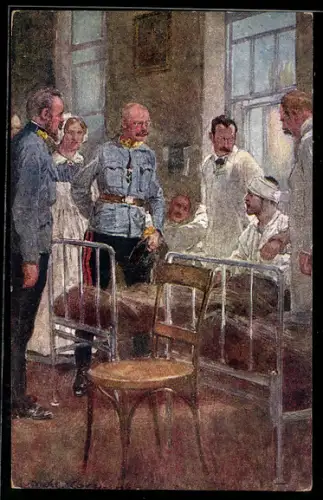 Künstler-AK Ludwig Koch: Erzherzog Franz Salvator von Österreich besichtigt ein Infektionsspital