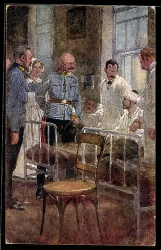 Künstler-AK Ludwig Koch: Erzherzog Franz Salvator von Österreich besichtigt ein Infektionsspital