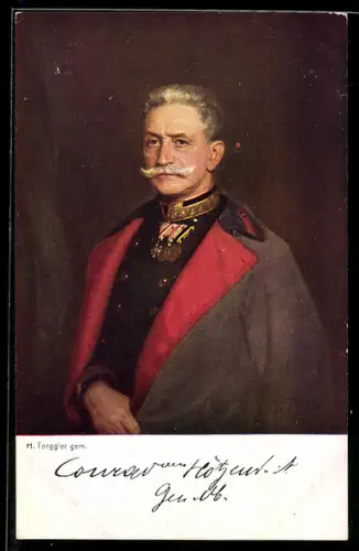 Künstler-AK Heerführer Generaloberst Franz Freiherr Conrad von Hötzendorf, Rotes Kreuz