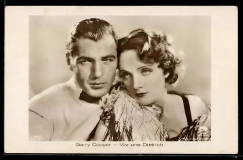AK Schauspieler Gary Cooper mit Schauspielerin Marlene Dietrich