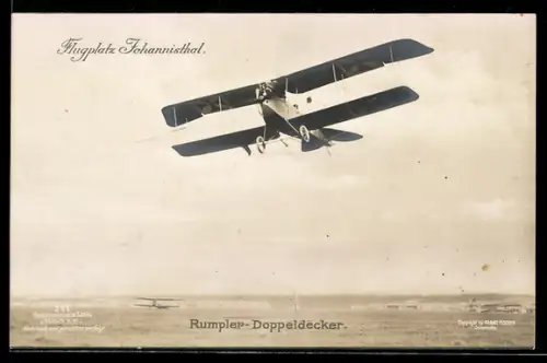 Foto-AK Sanke Nr. 271: Berlin-Johannisthal, Flughafen, Rumpler-Doppeldecker