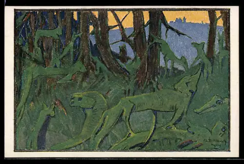 Künstler-AK sign. Rettelbusch: Brocken, Märchenwald mit Brockenhausblick