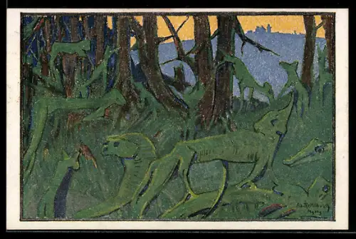 Künstler-AK sign. Rettelbusch: Brocken, Märchenwald mit Brockenhausblick