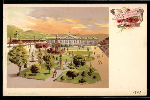 Lithographie San Salvador, Parque Morazon y Teatro Nacional