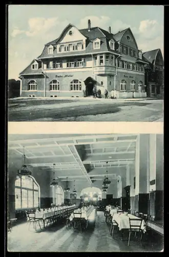 AK Waiblingen, Bahn-Hotel von der Strasse gesehen, Innenansicht