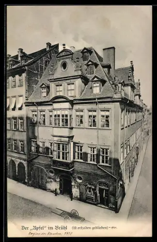 AK Leipzig, Cafe Gesswein, Der Apfel / Schönkopfs Haus, Brühl 21, von oben gesehen