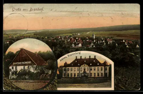 AK Brenken, Gasthof Reineke, Schloss Erpernburg, Ortsansicht