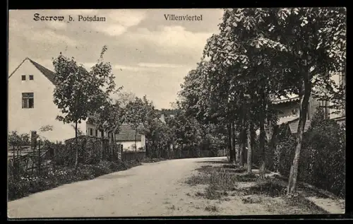 AK Sacrow, Strassenpartie im Villenviertel