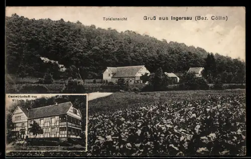 AK Ingersau /Cölln, Gasthaus von Wilhelm Fuchs, Ortspartie