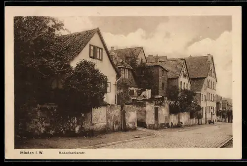 AK Minden i. W., Häusergruppe in der Rodenbeckerstrasse