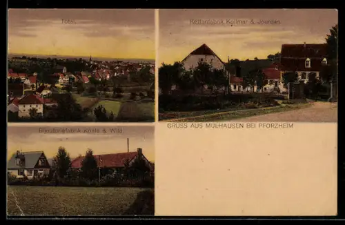 AK Mülhausen bei Pforzheim, Kettenfabrik Kollmar & Jourdan, Bijouteriefabrik Köhle & Wild