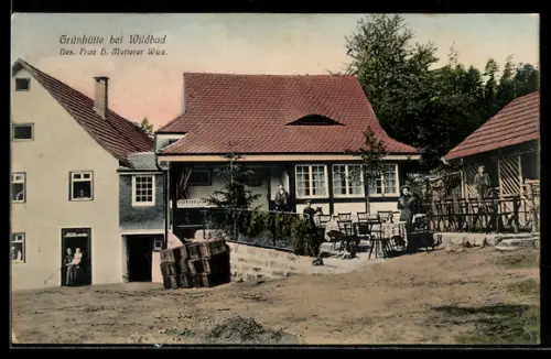 AK Bad Wildbad, Gasthof Grünhütte, Bes. Frau H. Mutterer Wwe.