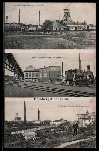 AK Homberg-Hochheide, Kohle Zeche Rheinpreussen, Schacht I, II und IV