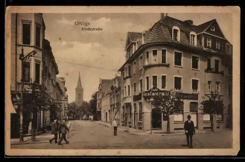 AK Ohligs, Partie in der Kirchstrasse mit Hotel zum Bahnhof