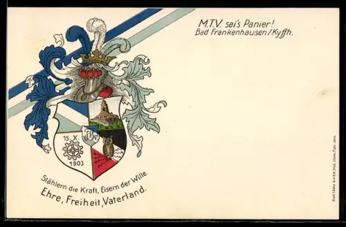 AK Bad Frankenhausen /Kyffh., Studentenwappen der Technischen Verbindung Markomannia mit Zirkel
