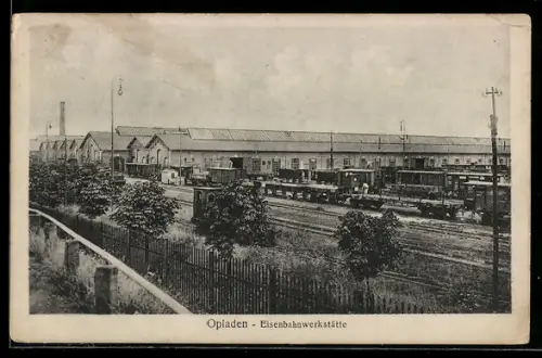AK Opladen, Blick auf die Eisenbahnwerkstätte