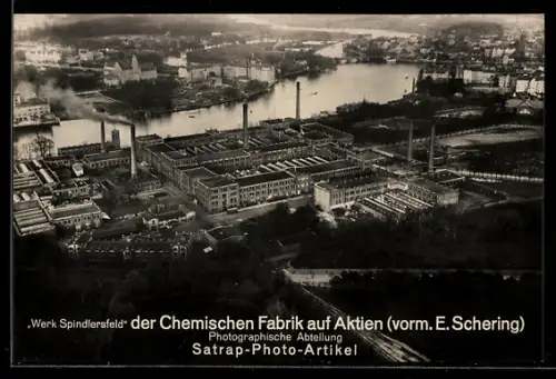 AK Berlin-Spindlersfeld, Chemische Fabrik Werk Spindlersfeld, vormals E. Schering, Vogelschau auf die Fabrik
